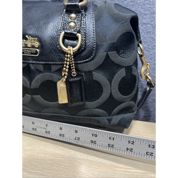 Coach Madison Op Art F0826-12943 Black Lavender Satchel Purse Handbag Authentic - Picture 10 of 16